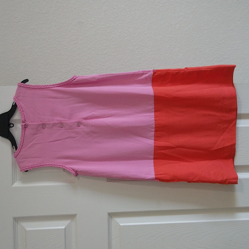 Tommy Hilfiger girl's sleeveless color block pink & orange shift party dress - Picture 7 of 12